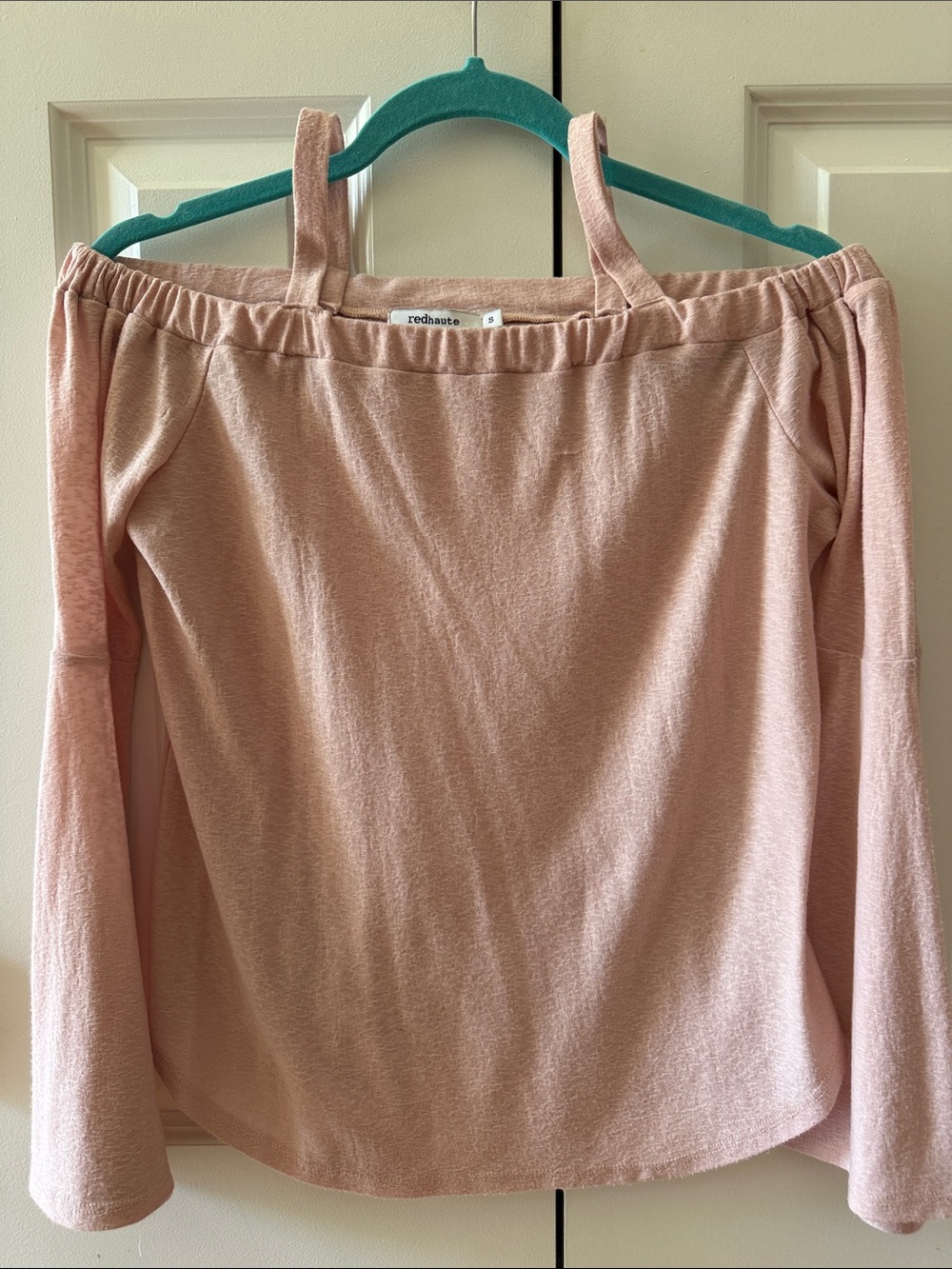Red Haute Dusty Pink Off-Shoulder Long Sleeve Top